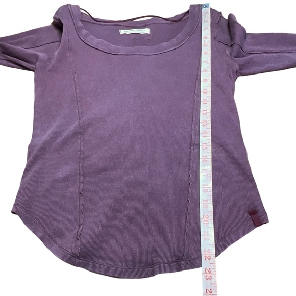 WE THE FREE Cotton Stuck On You Cuff Scoop Neck Top Raw Seams Dusty Rose US Sz L - Picture 7 of 10